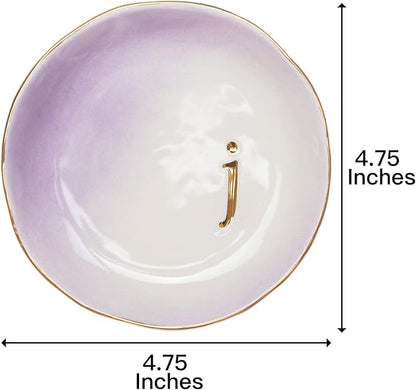 COLLECTIVE HOME - Ceramic Jewelry Tray, Decorative Trinket Dish for Rings Earrings Necklaces Bracelet Watch Keys, Birthday Mother's Day Christmas Gift for Women, 4.75", Colored Surface (J)