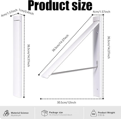 Retractable Clothes Drying Rack，Space Saver Wall Mounted Folding Hanger for Laundry Room, Closet Storage Organization, Easy Installation Aluminum Dryer White