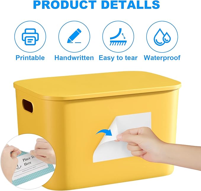 MaxGear 4x6 inch Removable Labels 100 Pcs, Water/Oil/Tear Resistants No Residue for Home Packing Box and Storage Bins, Matte White Paper Sheets, Permanent Strong Adhesive, Dries Quickly