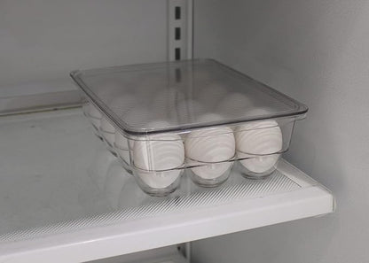 Dependable Industries inc. Essentials Stackable Plastic Egg Holder for Refrigerator with Lid – Clear 12 Count Fridge Egg Container, BPA Free Egg Storage Organizer Bin