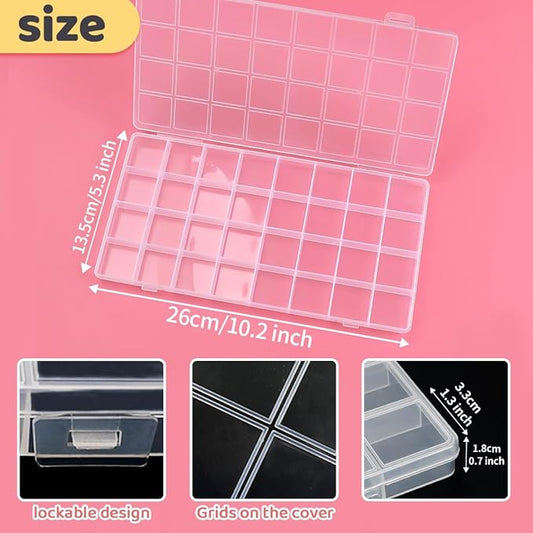IOOLEEM 32 Grids Plastic Bead Organizer Box, Organizer Container Storage Box, Dividers for bead arts and crafts.(2 Pack)