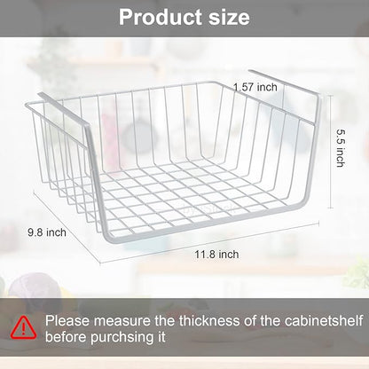 Under Shelf Basket Undershelf Storage Basket Pantry Shelf Organizer Metal Under Cabinet Shelf Hanging Storage Bin Slides Cabinet Shelves for Kitchen Pantry Storage Space Saving