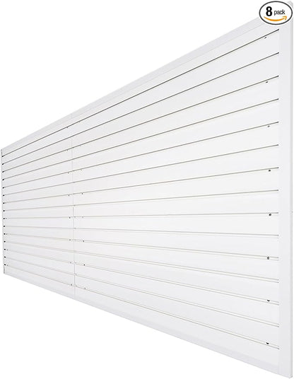 Slatwall Panels 4'x8' Garage Slat Wall Storage Systems Garage Wall Organizer, Garage Tool Organizer Wall Mount Slat Board PVC Wall Panels Garage Storage Organization Product White