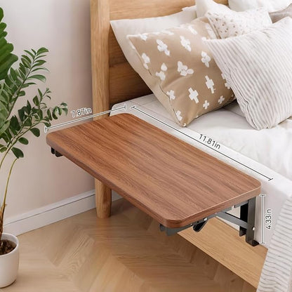 HomeBeyond Foldable Wooden Bedside Shelf, Simple Night Stand & Side Organizer for Phone, Tablet, Water Cup, Books – No-Hole Bedside Caddy for Easy Storage