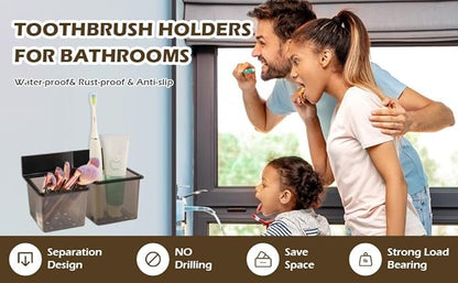 SOUNXUN® Toothbrush Holder Bathroom Toothbrush Holder Set Countertop Bathroom Organizer - Detachable Electric Toothbrush & Toothpaste Holder with draining Slots for Family & Small Bathrooms