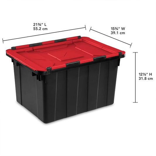 Sterilite 18-Pack 12 Gallon Hinged Lid Industrial Tote, Heavy-Duty Plastic Organizer - Stackable Multipurpose Home Storage Bins with Contoured Handles for Garage, Basement or Attic Organization