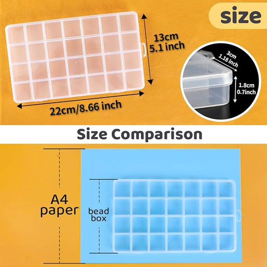 Eppingwin 28 Grids Bead Organizer, Craft Organizers and Storage, Acrylic Organizers, plastic Bead Organizer Box for Crafts Organizing Storing (2 Pack)