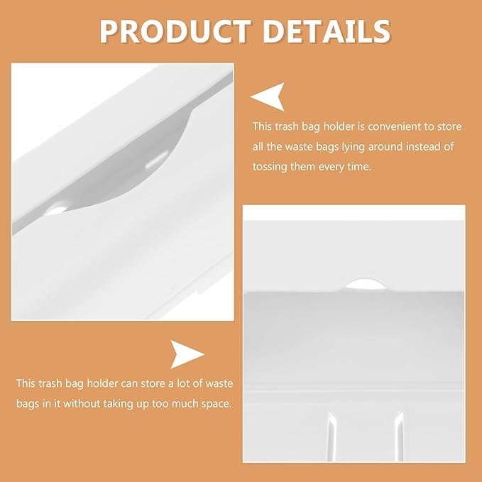 Luxshiny Plastic Bag Holder Wall-mounted Trash Bag Dispenser Kitchen Grocery Bags Storage Easy Hanging over Cabinet Door under Sink Bag Saver Organizer for Home Kitchen Office White, 18X6.5CM