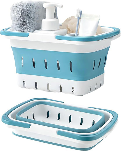 Fammart Portable Shower Caddy Tote – Collapsible Plastic Basket with Handles, Foldable Storage Organizer for Bathroom, Kitchen, College Dorm, Gym, Travel & Camping