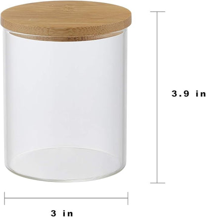 INIUNIK Qtip Holder With Vanity Tray, Glass Apothecary Jars With Lids for Bathroom, Cotton Ball Swab Pad Rounds Holder Canister Jars for Restroom Decorations and Organizer