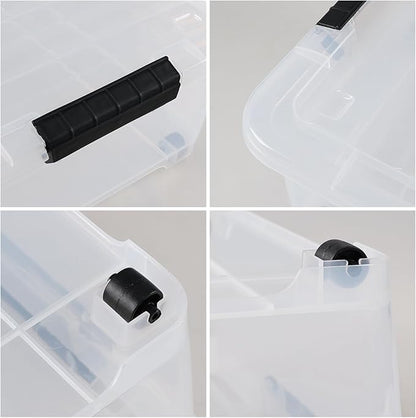 Xyskin 4 Packs 20 Quart Plastic Under Bed Storage Box, Clear Stackable Container Bins for Clothes, Blankets, Winter Clothing, & Shoes