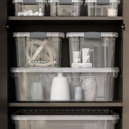 Superio Storage Bins with Lids- 6 Pack, 6.6 Qt Clear Boxes for Organizing, Stackable Plastic Containers- BPA Free, Non-Toxic, Odor Free, Organizer for Home, Office, Dorm