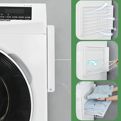 Magnetic Multi-Purpose Organizer Shelf – Space-Saving Side Storage for Washing Machine & Bathroom, Folding Towel Rack for Laundry Room & Camper Sink Area – White