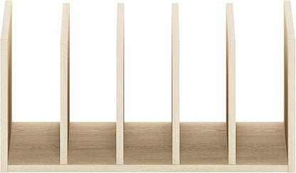 Furinno HERMITE Desk File Folder Organizers, 5-Space Vertical Desktop Office Organization Racks, Desk Top Display Book Shelf, for Paper, Office Supplies, Magazine, Bauhaus Oak
