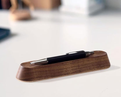 Wooden Desk Organizer Pen Tray, Solid Wood Desktop Pen Holder, Minimalist Office Desk Storage