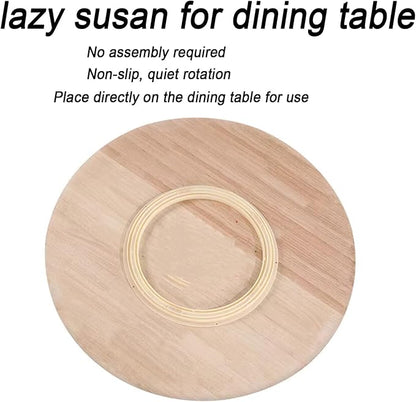 Large Lazy Susan Turntable, Wooden Round Tray Rotating for Dining Table Top Centerpiece Silent Smooth SpinBy Hand Kitchen Turntable Organizer, Easy to Clean (Black, 35.4 in)