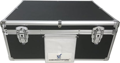 CheckOutStore (1) Aluminum CD/DVD Media Hanging Sleeves Storage Box (Black/Holds 600 Discs)