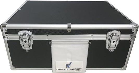 CheckOutStore (1) Aluminum CD/DVD Media Hanging Sleeves Storage Box (Black/Holds 600 Discs)