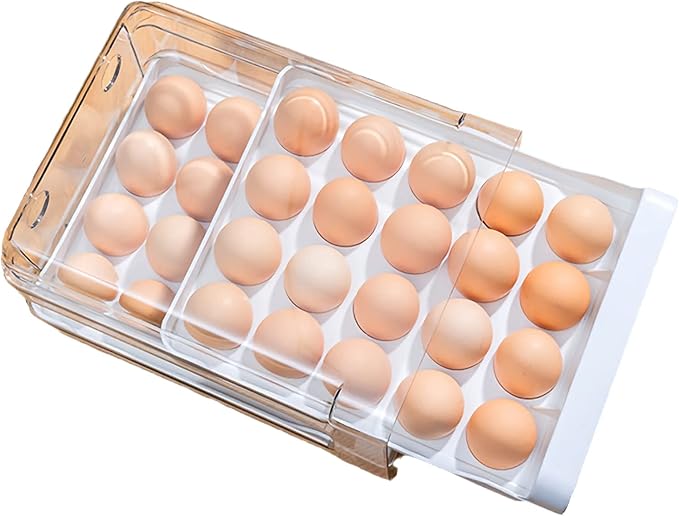 TEFU Upgrade 40 Grid Egg Storage Double-Layer Drawer Type Egg Box for Fridge Transparent Egg Container Shelf Saving Kitchen Egg Storage Box,Durable Sturdy Compact and Space-Saving Egg Storage Box