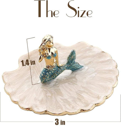 Jewelry Tray Ring Display Holder Mermaid Trinket Dish Home Decorative Plate For Earrings Necklace Bracelet Organizer Display (Blue)