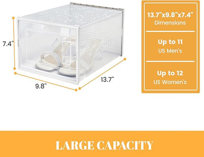 Shoe Storage Boxes, Stack Without Toppling Modular storage boxes combine freely for use in closets, under beds, hallways, and entryways. Space-saving. (Transparent, 12 Pack)