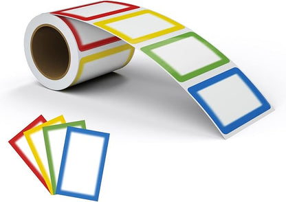 MFLABEL® Colorful Plain Name Tag Labels - 200 Stickers, 3.5 x 2.25 Inch, Colorful Border Name Tags for Office, Meetings, School, Home, Events, and Parties