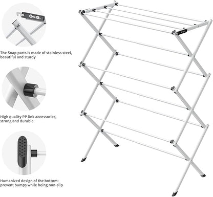 Foldable Drying Rack Clothing,Clothes Drying Rack Folding Indoor and Outdoor Rack,Laundry Drying Rack Collapsible-Black White