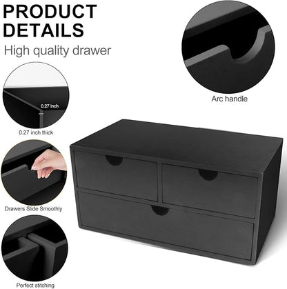 Desk Organizer with Drawers Countertop Drawer Organizer Drawers for Desk Top Home Office Workspace Bathroom Toiletries Supplies (black)
