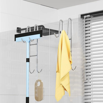 Cerbonny Shower Door Hooks (10 Inch), 2 Pack Extended Towel Hooks for Bathroom, Over Door Hooks, Shower Hooks for Frameless Glass Door, Silver