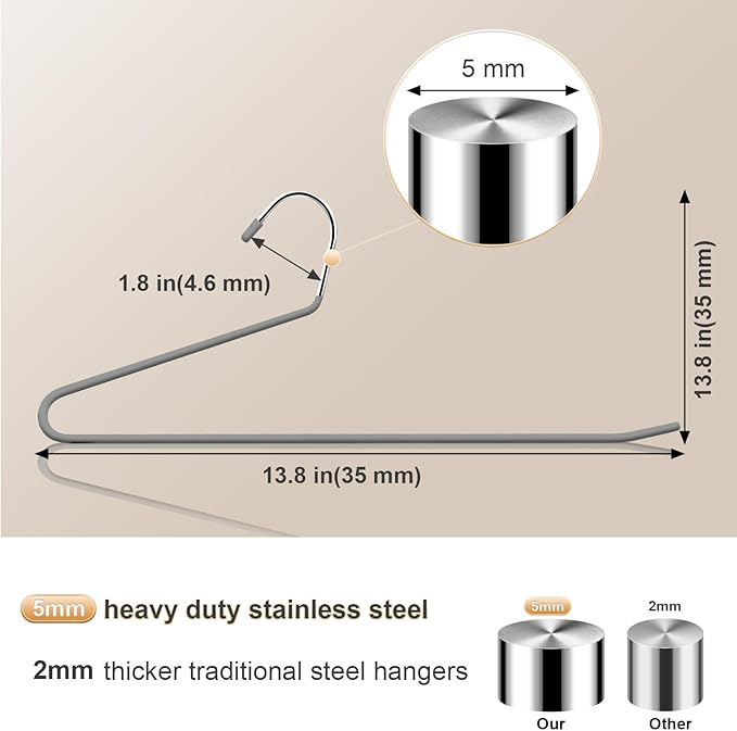 Treela 60 Pack Open Ended Pants Hangers, Metal Non Slip Hangers, Anti Rust Chrome Rubber Coating Slack Jeans, Heavy Duty Space Saving for Trousers Slacks Skirts (Gray)