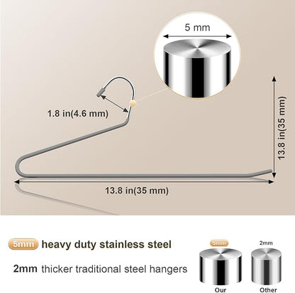 Treela 60 Pack Open Ended Pants Hangers, Metal Non Slip Hangers, Anti Rust Chrome Rubber Coating Slack Jeans, Heavy Duty Space Saving for Trousers Slacks Skirts (Gray)