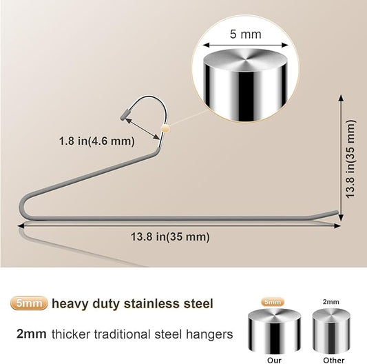 Treela 60 Pack Open Ended Pants Hangers, Metal Non Slip Hangers, Anti Rust Chrome Rubber Coating Slack Jeans, Heavy Duty Space Saving for Trousers Slacks Skirts (Gray)