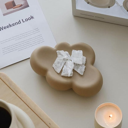 WENSHUO Cube Cloud Jewelry Tray, Chubby Trinket Dish, Matte Crème