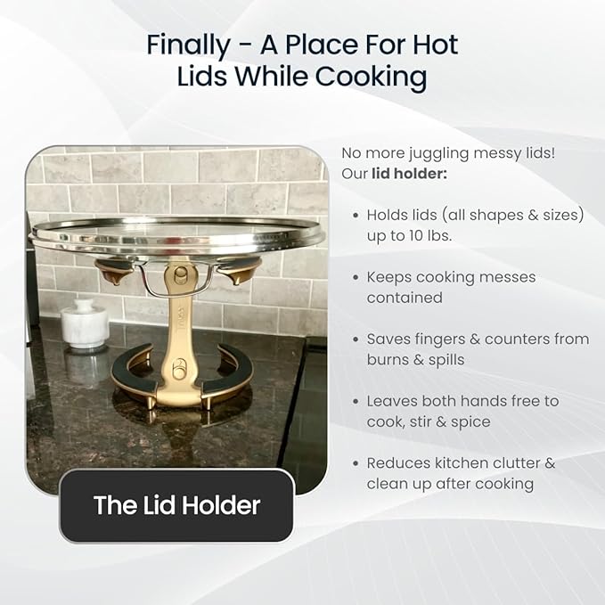 Trivae Pot Lid Holder – 4-in-1 Pot Lid Holder While Cooking, Pan Lid Holder, Trivet & Cake Stand – Versatile Kitchen Tool for Hot Pots, Serving & Display – Space-Saving, Heat-Resistant Stand