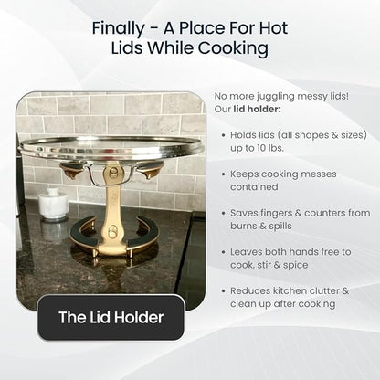 Trivae Pot Lid Holder – 4-in-1 Pot Lid Holder While Cooking, Pan Lid Holder, Trivet & Cake Stand – Versatile Kitchen Tool for Hot Pots, Serving & Display – Space-Saving, Heat-Resistant Stand