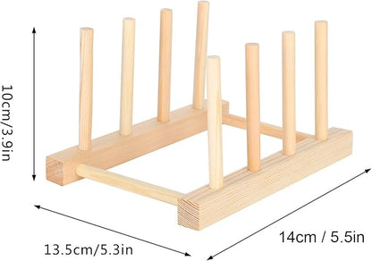 Estink Wooden Dish Drying Rack, 3 Set Multifunctional Drain Rack for Kitchen, Dinner Plate Storage, 5.5 x 5.3 x 3.9in