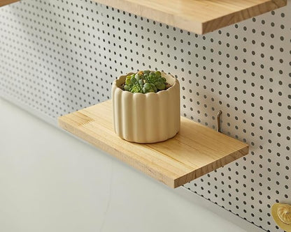 SEVENY Shelves for PegBoard, Pine Wooden Pegboard Shelf Wall Organizer, Wooden Board for Walls Home, Garage Tool Storage, Office Organization, Kitchen, Craft Room,4 Pack