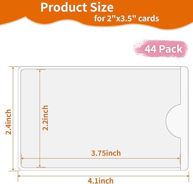 44 Pack Adhesive Pockets, Bin Labels for Storage Bins, Clear Label Holder, Index Card Holder 2x3.5 Inches, Plastic Storage Tote Labels for Organizing Bins Box Drawer