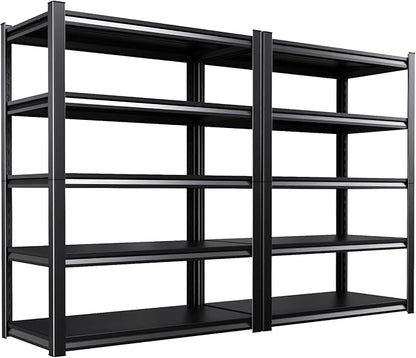Set of 2 Garage Shelving-2050 lbs 5 Tier Storage Shelves,Adjustable Heavy Duty Metal Shelving Unit and Storage Large Rack,Utility Steel Shelf for Warehouse Industrial Pantry Basement 71"x46"x20"