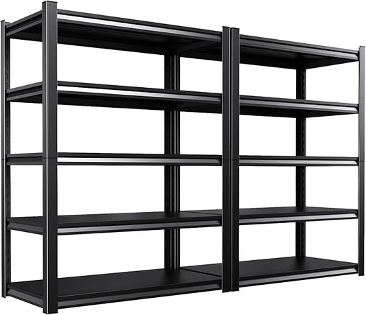 Set of 2 Garage Shelving-2050 lbs 5 Tier Storage Shelves,Adjustable Heavy Duty Metal Shelving Unit and Storage Large Rack,Utility Steel Shelf for Warehouse Industrial Pantry Basement 71"x46"x20"