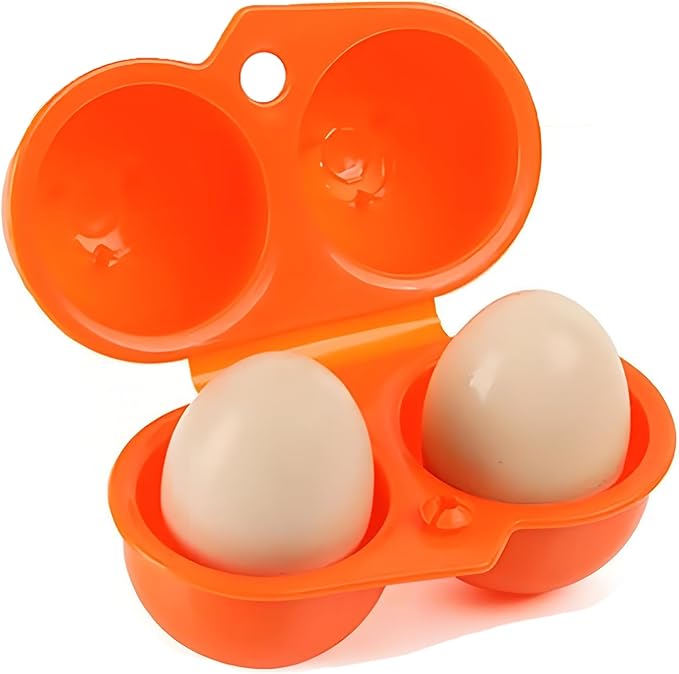 Portable Egg Storage Eggs Holder Box Container Hiking Outdoor Camping Carrier For 2 Egg Case (Orange)