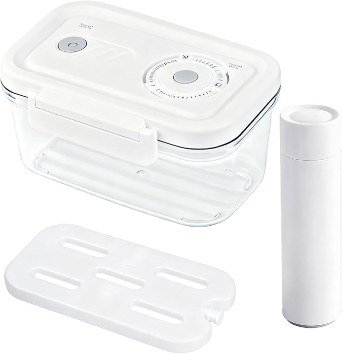 SPAXLY Manual Vacuum Sealer Containers, Airtight Food Storage Boxes with Hand Pump for Freshness, BPA-Free, Leakproof Seal for Lunch, Meat, Fruit, Leftovers, Fridge & Camping Use (2000ml)