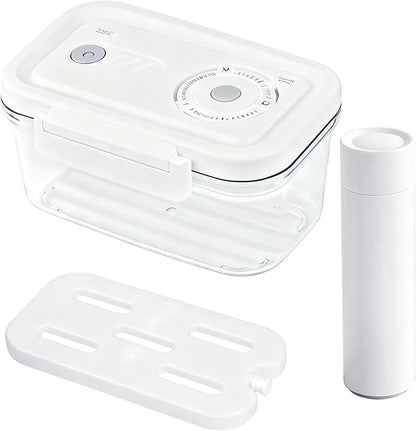 SPAXLY Manual Vacuum Sealer Containers, Airtight Food Storage Boxes with Hand Pump for Freshness, BPA-Free, Leakproof Seal for Lunch, Meat, Fruit, Leftovers, Fridge & Camping Use (2000ml)