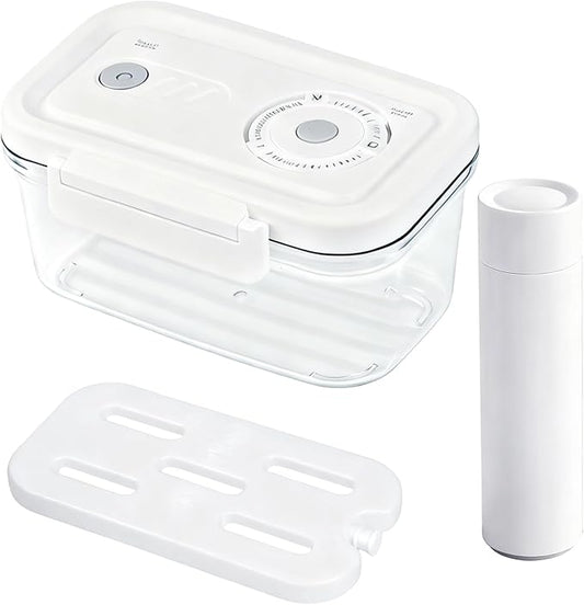 SPAXLY Manual Vacuum Sealer Containers, Airtight Food Storage Boxes with Hand Pump for Freshness, BPA-Free, Leakproof Seal for Lunch, Meat, Fruit, Leftovers, Fridge & Camping Use (2000ml)