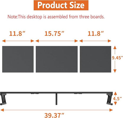 Dual Monitor Stand Riser, Large Wood Monitor Lift with Storage, Sturdy Wood&Steel Multi Screen Stand, Desktop Organizer
