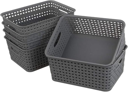 Pekky Grey Plastic Storage Baskets, Classroom Organization Baskets, 6 Packs