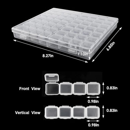 Ecurfu 56 Slots Diamond Painting Storage Containers, 56 Girds 1 Pack, Bead Storage Containers, Diamond Art Organizer Box, Diamond Painting Accessories, Embroidery Storage with Label Stickers