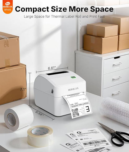 Rongta Bluetooth Thermal Shipping Label Printer, Wireless 4x6 Label Sticker Printer for Shipping Packages, Support Android, iPhone, Widely Used for Amazon, Ebay, Shopify, Etsy, UPS, White