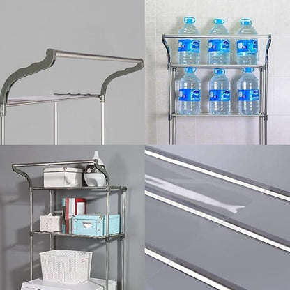BAOYOUNI Bathroom Space Saver Over The Toilet Storage Rack Shelf Above Washing Machine Standing Organizer 2-Tier 26.77 W X 19.48 D X 68.11 H Inches, Grey