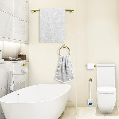 Gold Bathroom Towel Bar Set, 10-Piece Stainless Steel Hardware Bathroom Accessories, 24" Towel Racks for Bathroom Walls